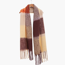 Load image into Gallery viewer, Yara Square Colour Block Blanket Scarf - Brown & Orange