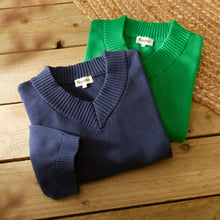 Load image into Gallery viewer, Rapanui Solent Knitted V Neck Jumper - Navy