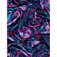 Load image into Gallery viewer, Fern Floral & Mosiac Print Scarf - Blue & Pink