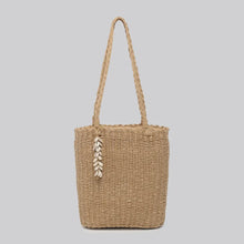 Load image into Gallery viewer, Poppy Hessian Tote Bag with Shell Charm - Camel