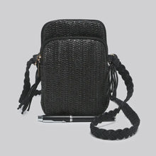 Load image into Gallery viewer, Lottie Hessian Mini Crossbody Bag - Black