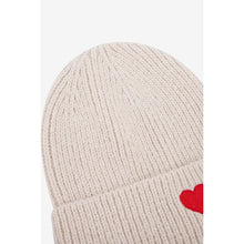 Load image into Gallery viewer, Austin Ribbed Heart Motif Beanie Hat - Cream