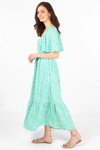 Load image into Gallery viewer, Amy Shirred Ditsy Floral Print Maxi Dress - Mint Green