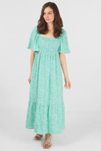 Load image into Gallery viewer, Amy Shirred Ditsy Floral Print Maxi Dress - Mint Green