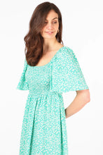 Load image into Gallery viewer, Amy Shirred Ditsy Floral Print Maxi Dress - Mint Green