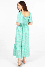 Load image into Gallery viewer, Amy Shirred Ditsy Floral Print Maxi Dress - Mint Green