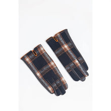 Load image into Gallery viewer, Tartan Print Gloves with Contrasting Trim - Black & Orange