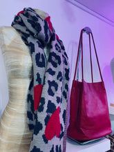 Load image into Gallery viewer, Wylda Tan Leopard & Red Hearts Heavyweight Scarf