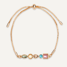 Load image into Gallery viewer, Iris Multi-coloured Crystal Drawstring Bracelet - Gold
