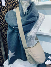 Load image into Gallery viewer, Astra  Large Star Two Tone Reversible Scarf - Charcoal & White