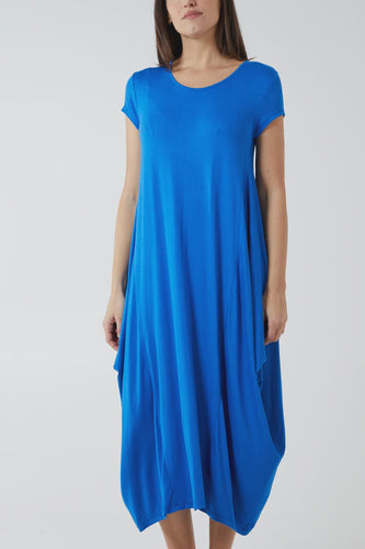 Hayley Cap Sleeve Parachute Dress - Royal Blue