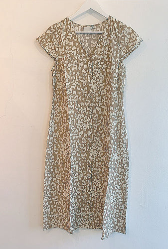 ICHI Tamiko Leopard Print Button Through Dress - Natural