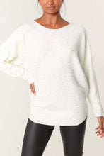 Load image into Gallery viewer, Iris Scattered Silver Diamante Batwing Jumper - Cream