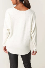 Load image into Gallery viewer, Iris Scattered Silver Diamante Batwing Jumper - Cream