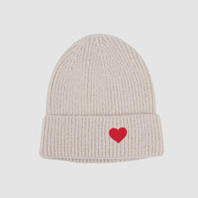 Load image into Gallery viewer, Austin Ribbed Heart Motif Beanie Hat - Cream
