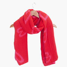 Load image into Gallery viewer, Zuri Sketched Hearts Blanket Scarf - Red