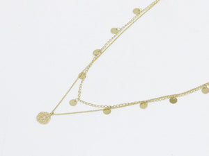 Linette Crystal Encrusted Charm Layered Necklace - Gold Plated