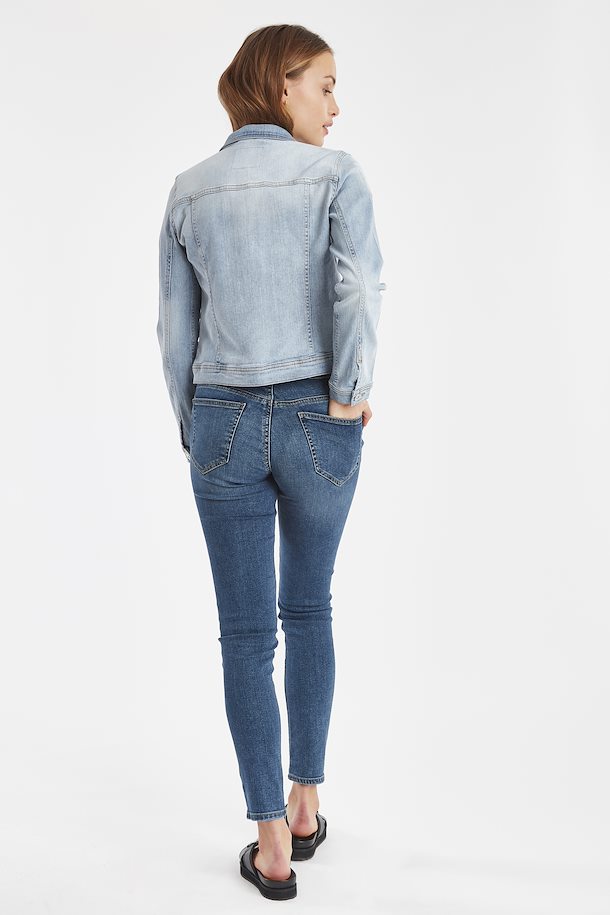 ICHI Stampe Denim Jacket Light Blue