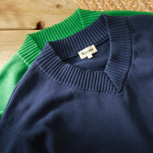 Rapanui Solent Knitted V Neck Jumper - Navy