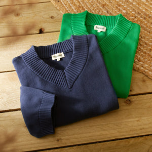 Rapanui Solent Knitted V Neck Jumper - Navy