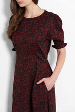 Load image into Gallery viewer, Hazel Animal Print Midi Dress - Burgundy Leopard