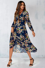 Load image into Gallery viewer, Azalea Floral Print Lace Trim Midi Dress - Navy