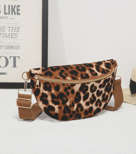 Amara Leopard Print Canvas Bum Bag - Brown