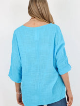 Load image into Gallery viewer, Vittoria Short Sleeve Cotton Top - Turquoise