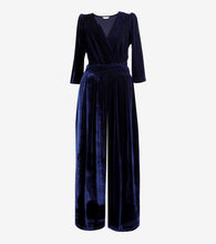 Load image into Gallery viewer, Marlene Velvet Wide Leg Jumpsuit - Navy