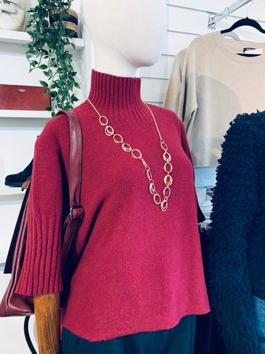Sansa Three Quarter Sleeve Jumper - Granata Burgundy