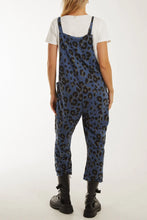 Load image into Gallery viewer, Athena Cotton Leopard Print Dungarees - Denim