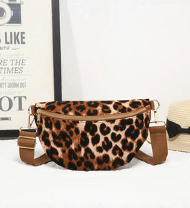 Amara Leopard Print Canvas Bum Bag - Brown