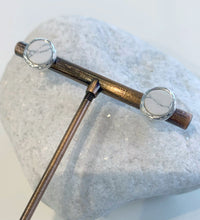 Load image into Gallery viewer, Round Marble Effect Stone Stud Earrings - Silver &amp; White