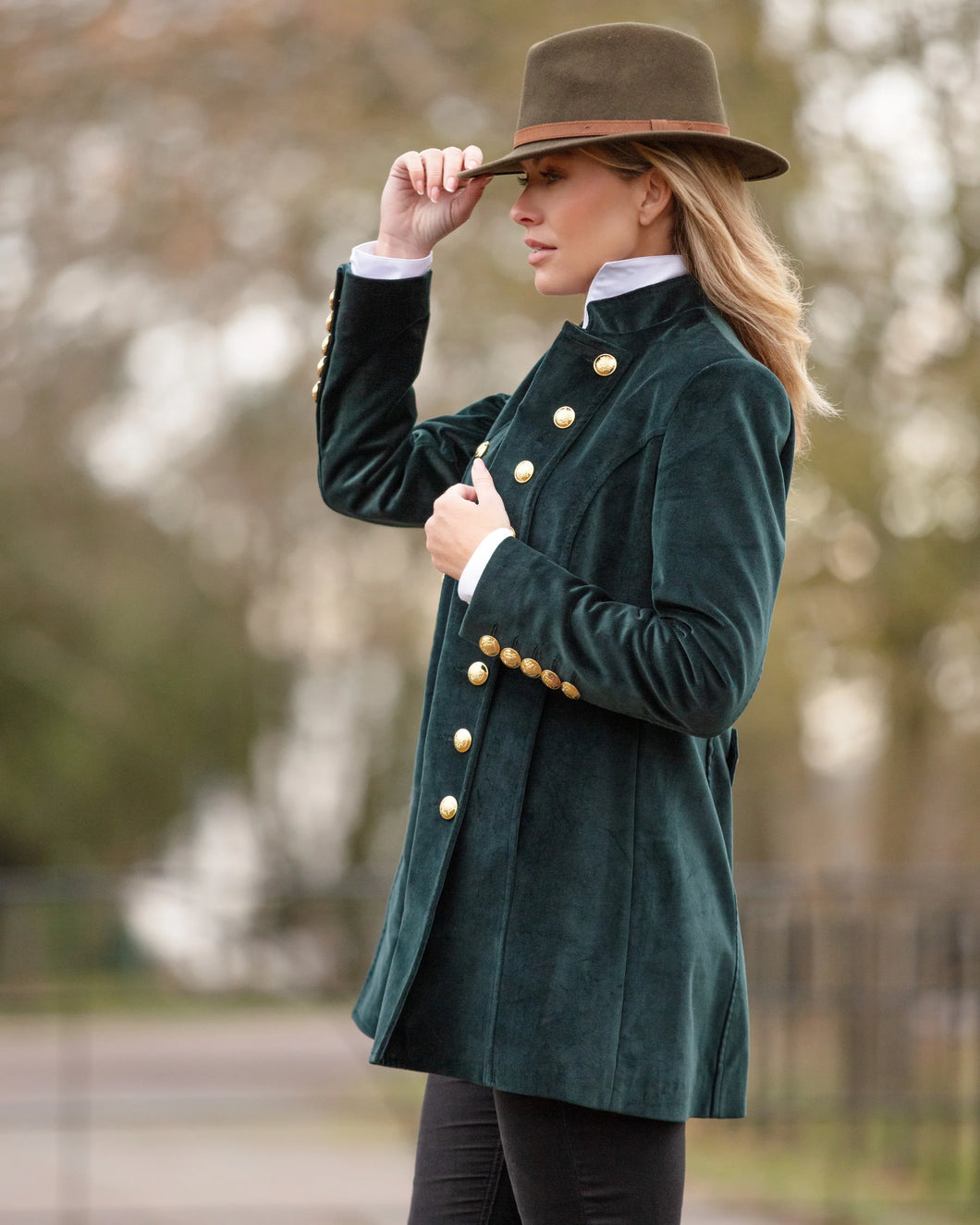 Frimble Emerald Cotton Velvet Pirate Jacket