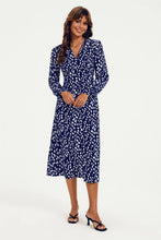 Load image into Gallery viewer, Myla Abstract Print Long Sleeve Midi Dress - Navy &amp; White