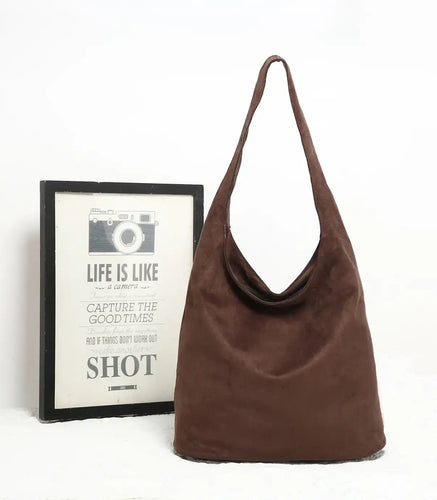 Felicity Slouch Vegan Suede Bag - Coffee