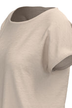 Load image into Gallery viewer, ICHI Rebel Metallic Detail Rounded Neck Tee - Tapioca