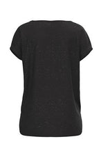 Load image into Gallery viewer, ICHI Rebel Metallic Detail Rounded Neck Tee - Black