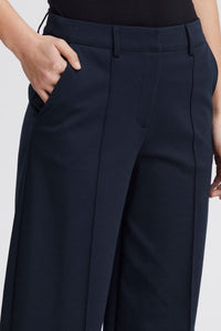 ICHI Kate Office Wide Legged Trousers - Total Eclipse