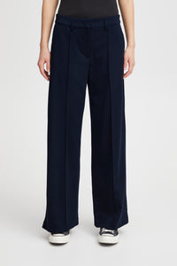 ICHI Kate Office Wide Legged Trousers - Total Eclipse