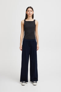 ICHI Kate Office Wide Legged Trousers - Total Eclipse