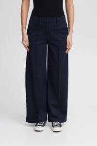 ICHI Kate Office Wide Legged Trousers - Total Eclipse