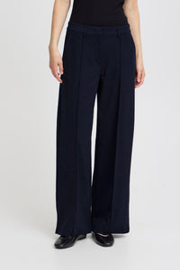 ICHI Kate Office Wide Legged Trousers - Total Eclipse