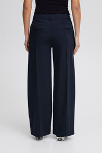 ICHI Kate Office Wide Legged Trousers - Total Eclipse