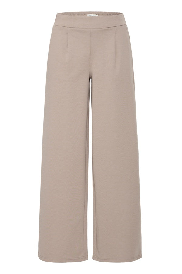 ICHI Kate Wide Legged Jersey Cropped Trousers - Fungi
