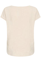Load image into Gallery viewer, ICHI Rebel Metallic Detail V Neck Tee - Tapioca
