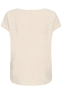 ICHI Rebel Metallic Detail V Neck Tee - Tapioca