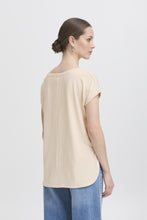 Load image into Gallery viewer, ICHI Rebel Metallic Detail V Neck Tee - Tapioca