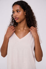 Load image into Gallery viewer, ICHI Rebel Metallic Detail V Neck Tee - Tapioca