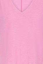 Load image into Gallery viewer, ICHI Rebel Metallic Detail V Neck Tee - Wild Orchid Pink